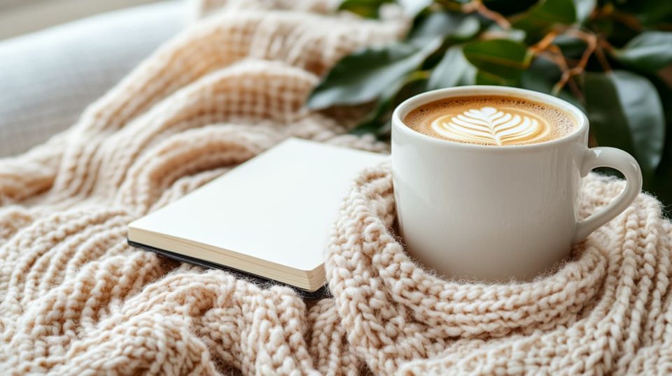 A serene study space with a desk, notebooks, and a cup of coffee near a window. ai generated